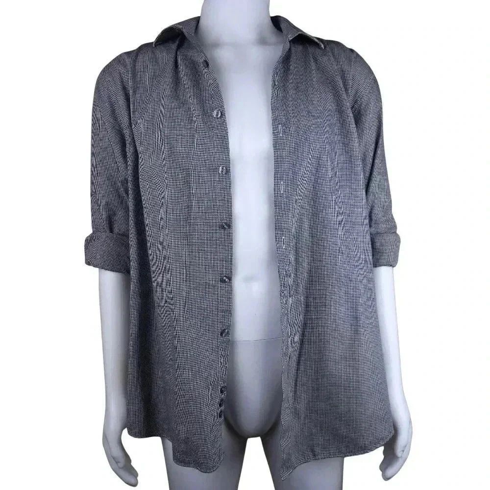 Kenneth Cole Reaction Large Slim Fit Men's Houndstooth Button Up Long Sleeve Top